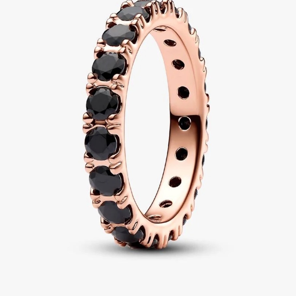 Pandora Rose Gold Ring with Black Stones
